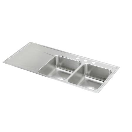 Elkay Lustertone Stainless Steel 48 X 22 X 7-5/8 Equal Double Bowl Top Mount Sink With Drainboard ILR4822R5
